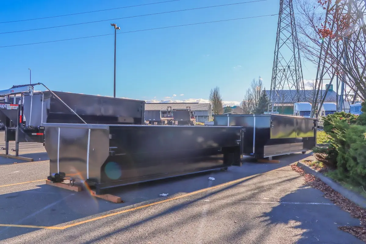 Roll-off dumpster ready for waste disposal at job site for Construction Dumpster Rental in Hapeville